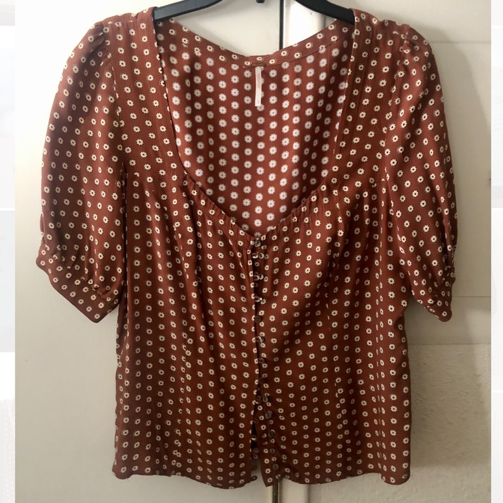 Free People Puff Sleeve Top Size M